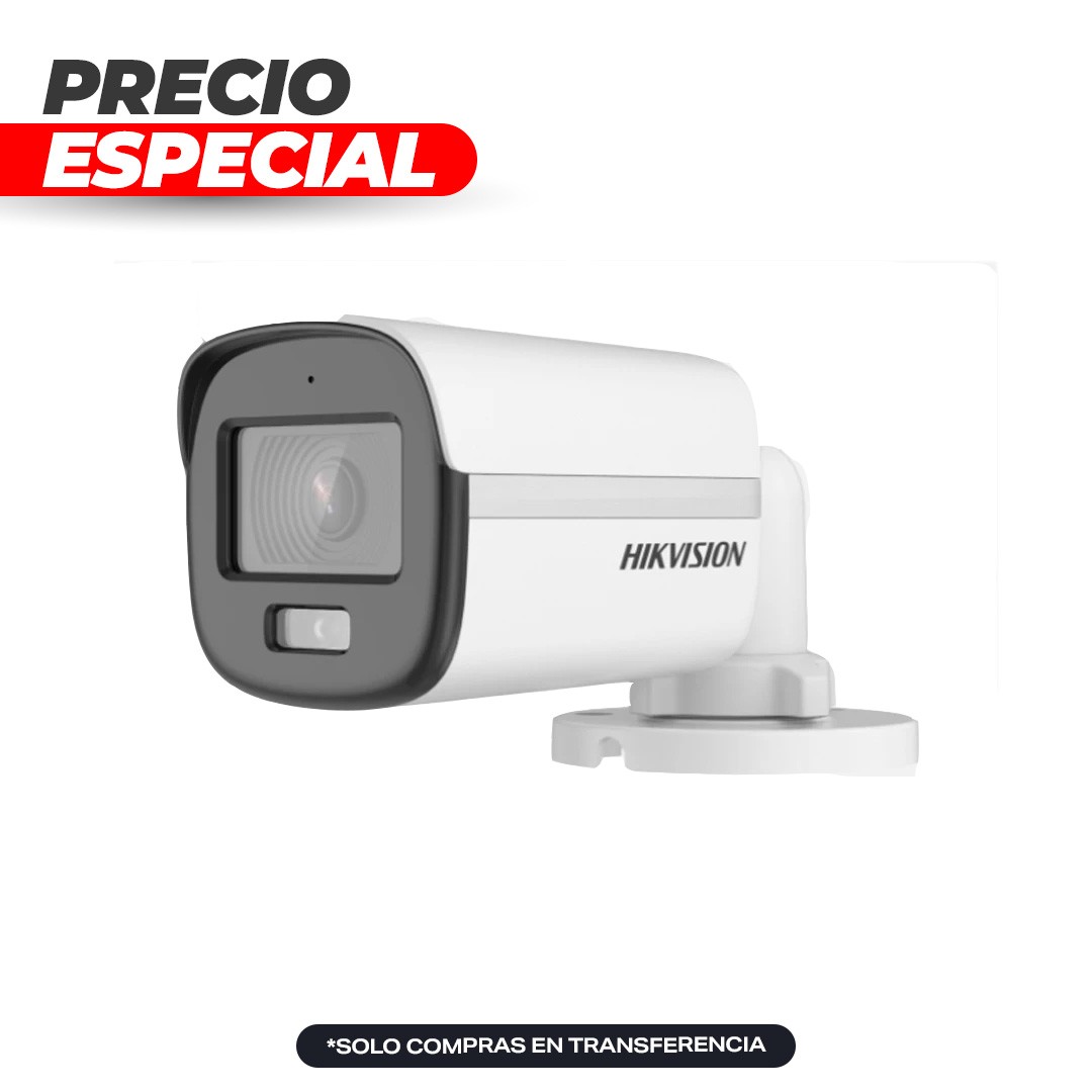 Cámara Bullet TVI 2MP ColorVu IR20m DS-2CE10DF0T-F 2.8mm Hikvision