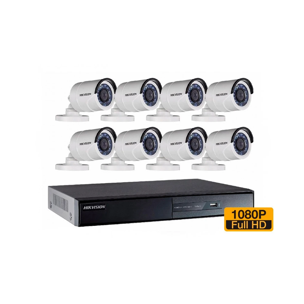 Kit Análogo Hikvision 1080P DVR 8CH 8Bala + 1TB Video*