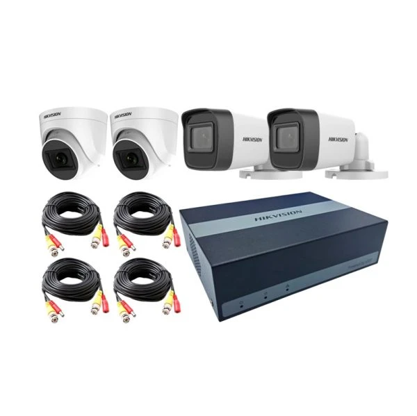 Kit ColorVU Audio EDVR 4CH 2 cámaras Domo 2 cámaras Bala 2MP 2.8mm E04HG2B2T-KITC Hikvision