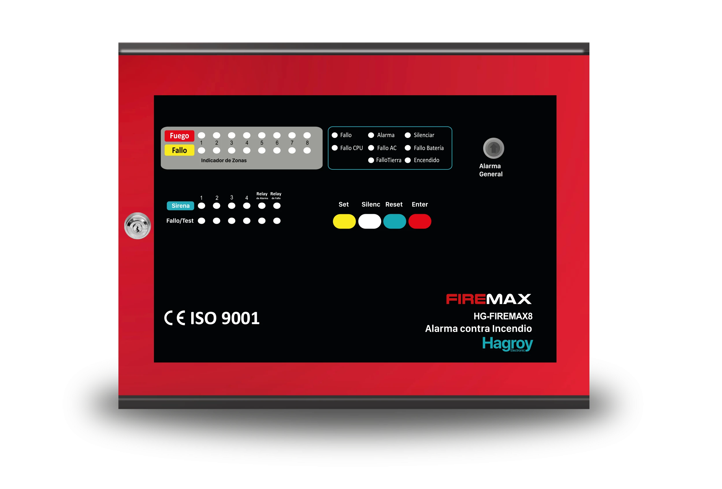 Panel convencional de Incendio serie FireMax, 16 zonas supervisadas 4 salidas NAC HG-FIREMAX16.