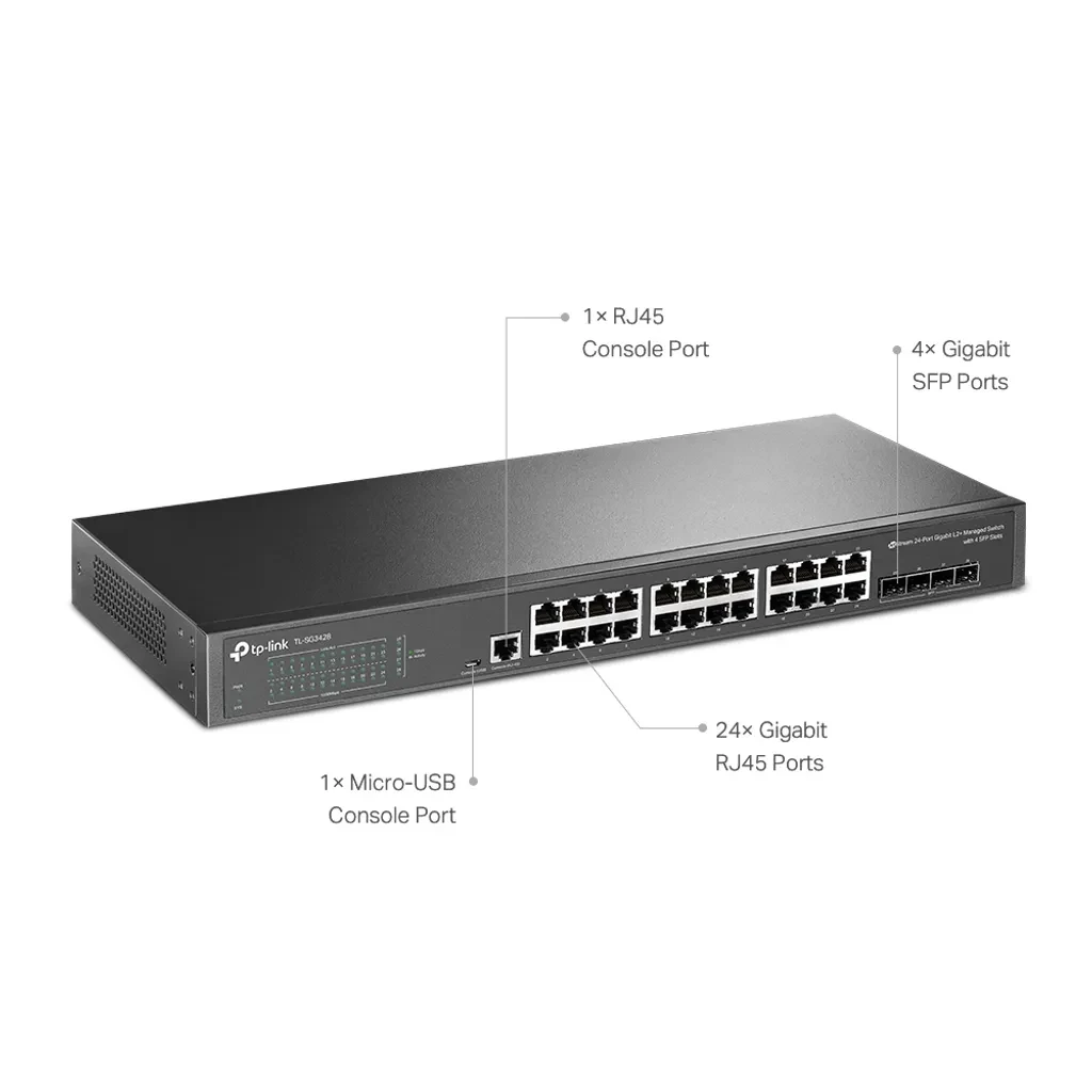 Switch administrado JetStream de 24 puertos Gigabit L2 con 4 ranuras SFP TP-LINK TL-SG3428
