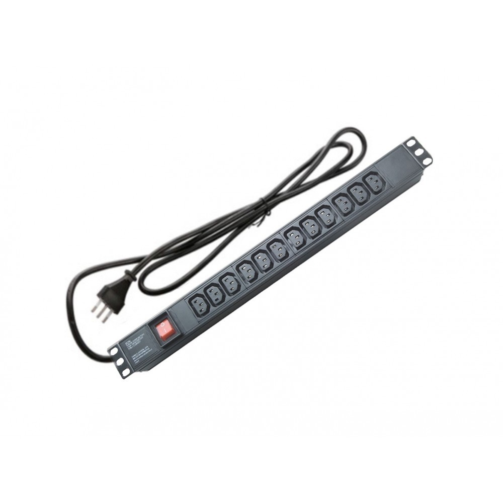 PDU 12 Enchufes 10A con interruptor 19" 1U 3m C13 ATC