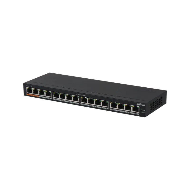 DH-PFS3016-16GT-190. SWitch PoE 16 puertos Gb 2 puertos Hi-PoE Standard, 190W.